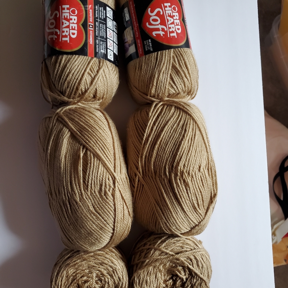 6 skeins Red Heart Soft yarn in color wheat